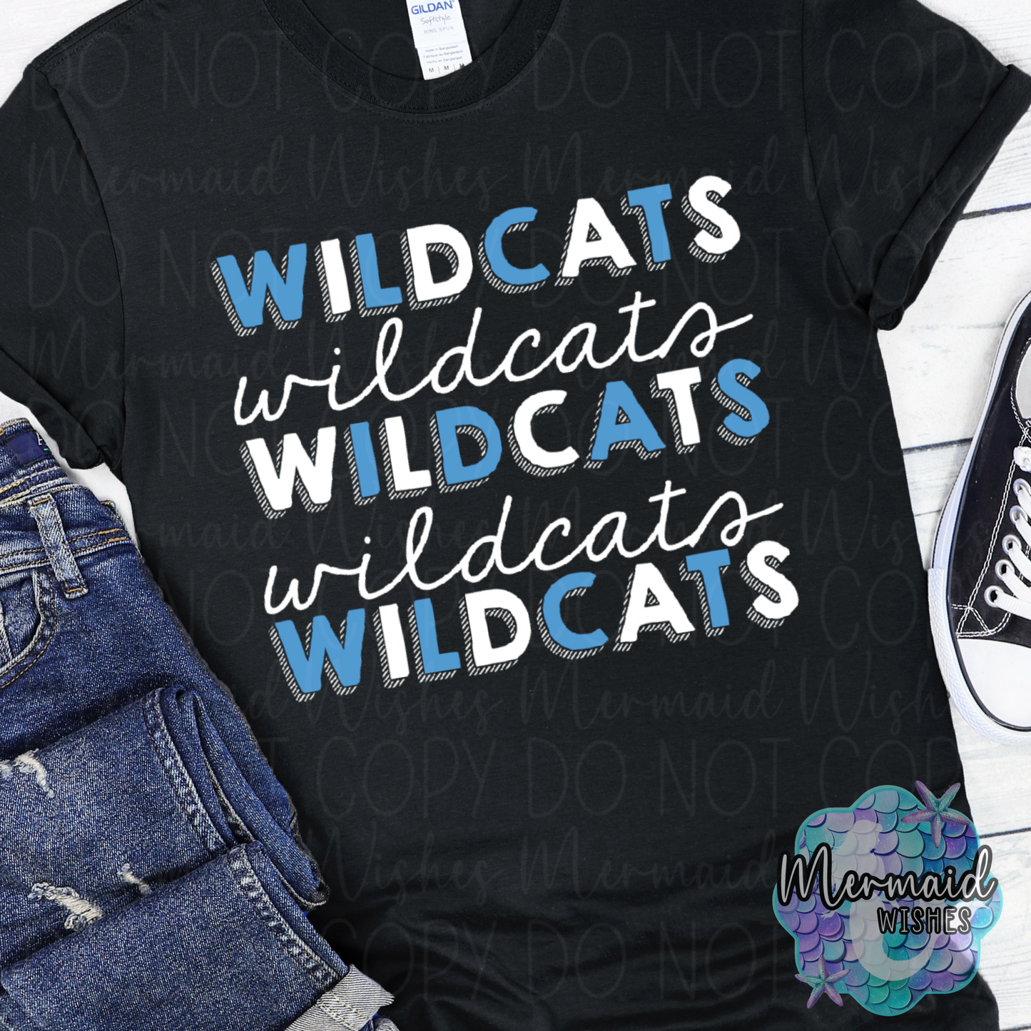 Blanchester Wildcats Stacked Doodle (DTF)