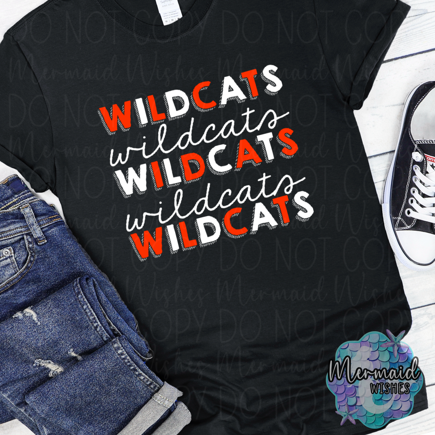 Whiteoak Wildcats Stacked Doodle (DTF)