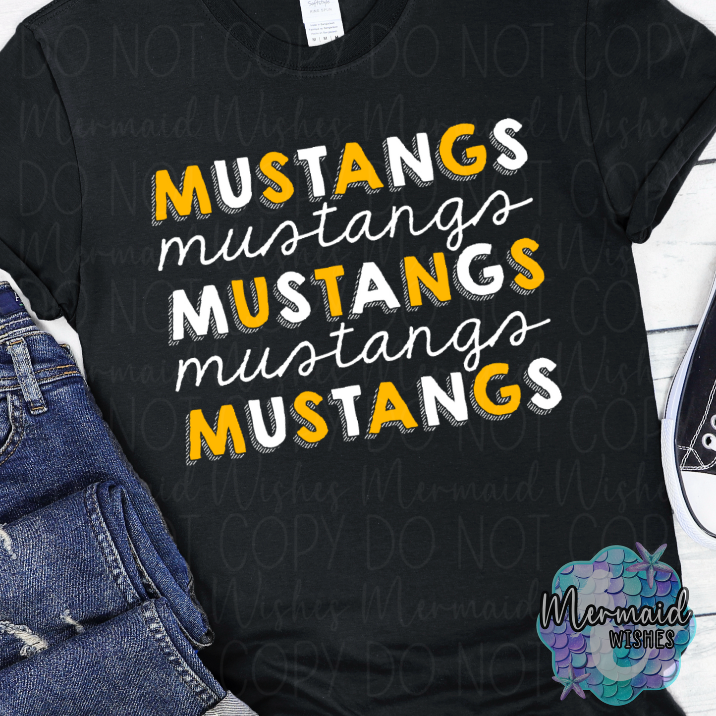 Mustangs Stacked Doodle (DTF)