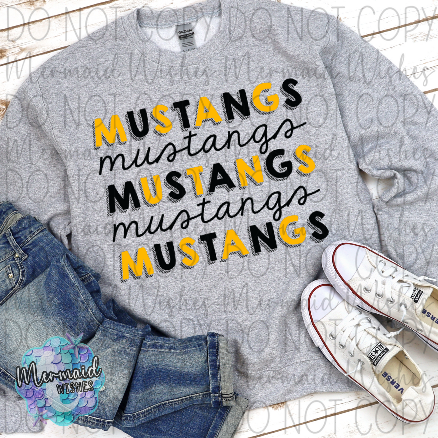Mustangs Stacked Doodle (DTF)
