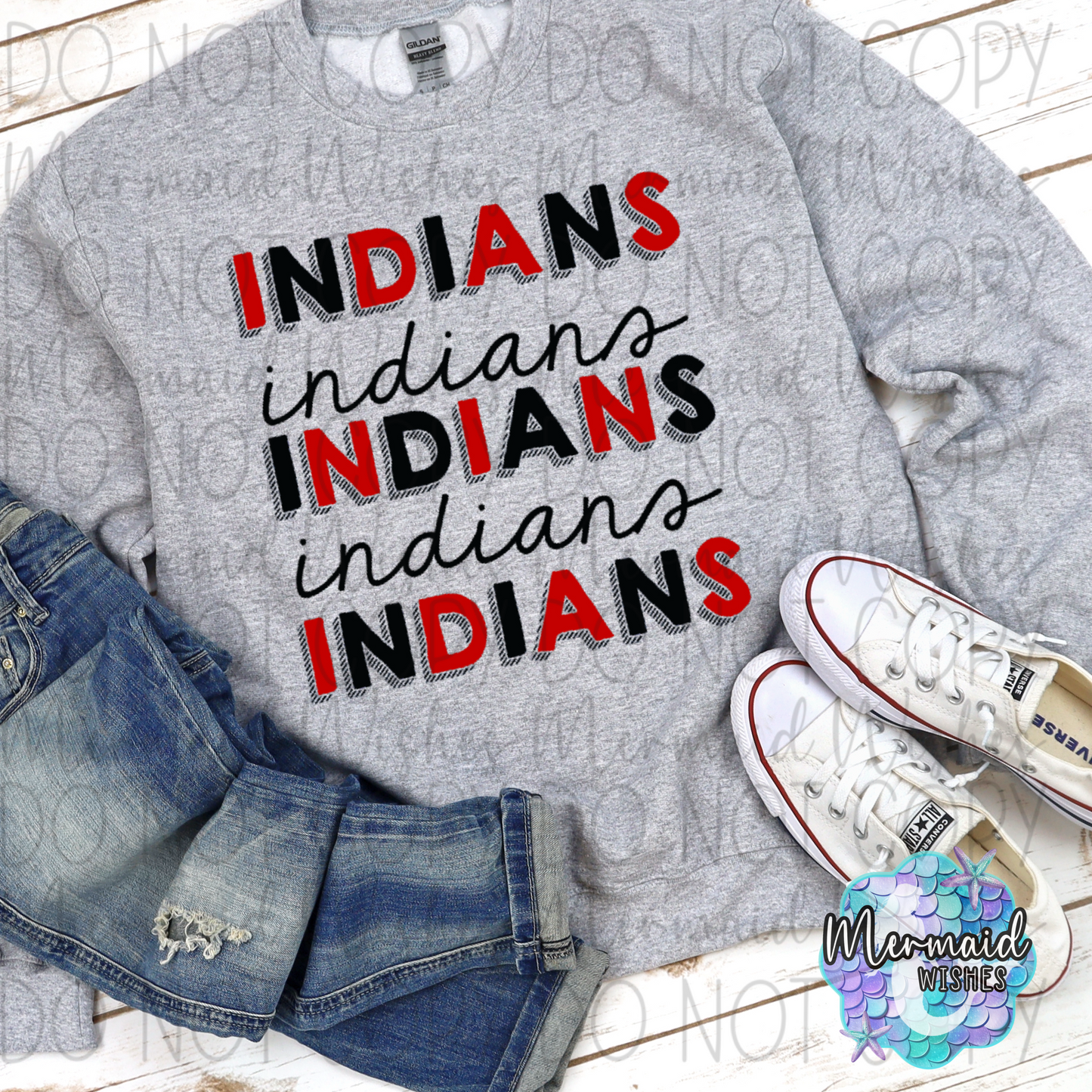Indians Stacked Doodle (DTF)