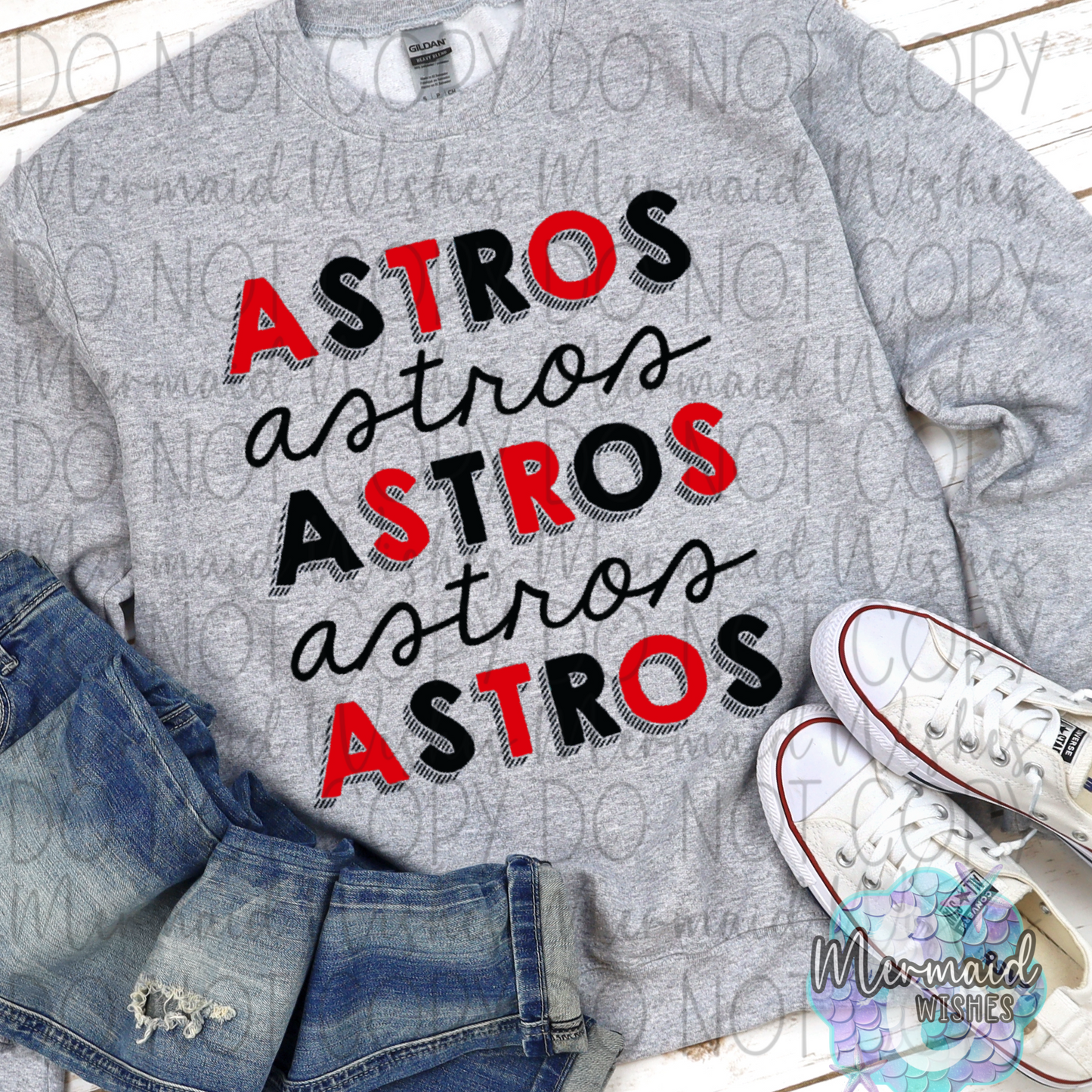 Astros Stacked Doodle (DTF)