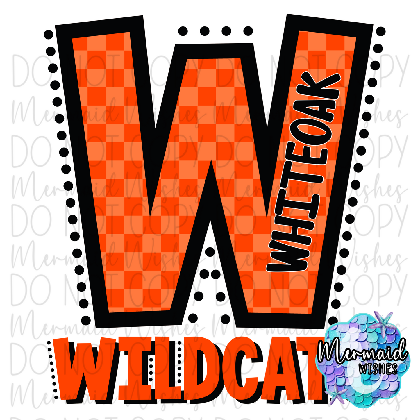 Checkered Letter Whiteoak Wildcats