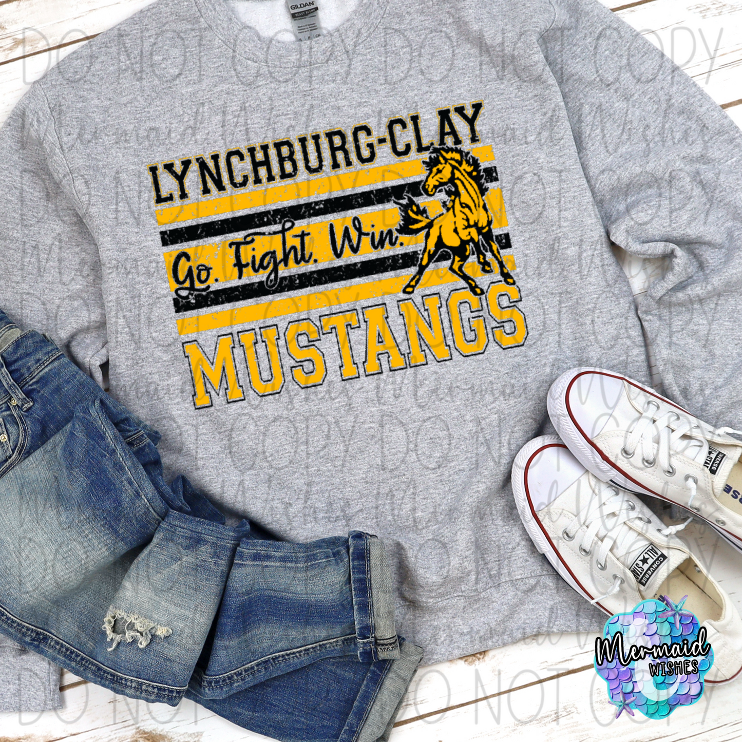 Go. Fight. Win. Lynchburg- Clay Mustangs (DTF)