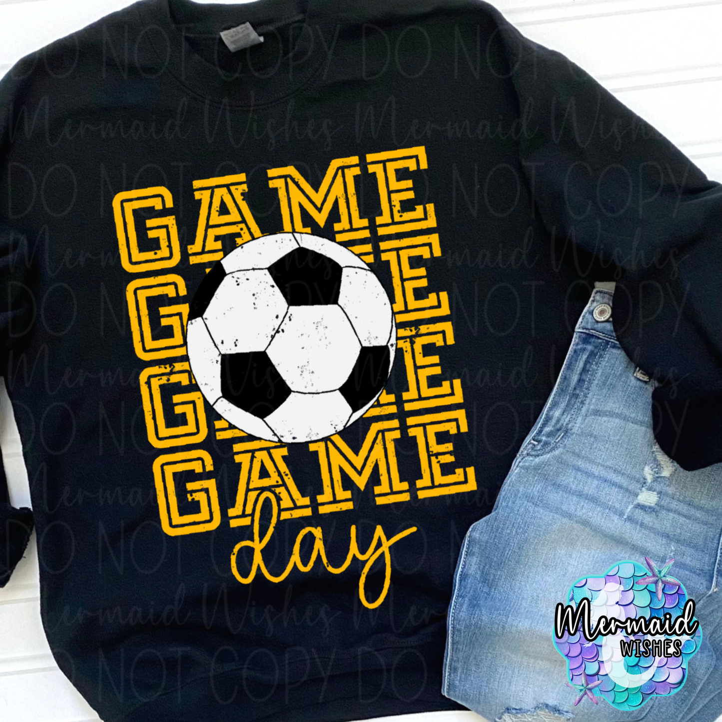 Distressed Soccer Game Day -Yellow/Gold- (DTF)