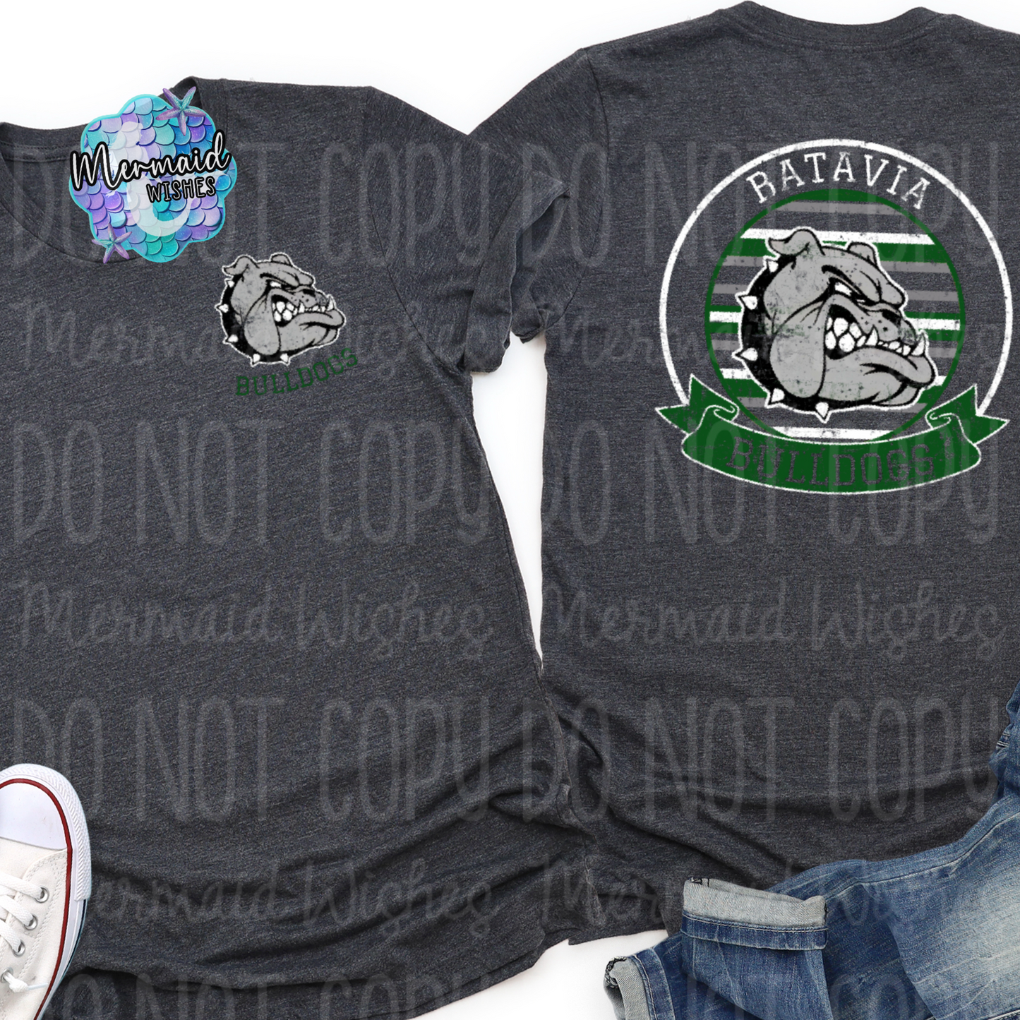 Batavia Bulldogs Distressed Striped Circle Mascot