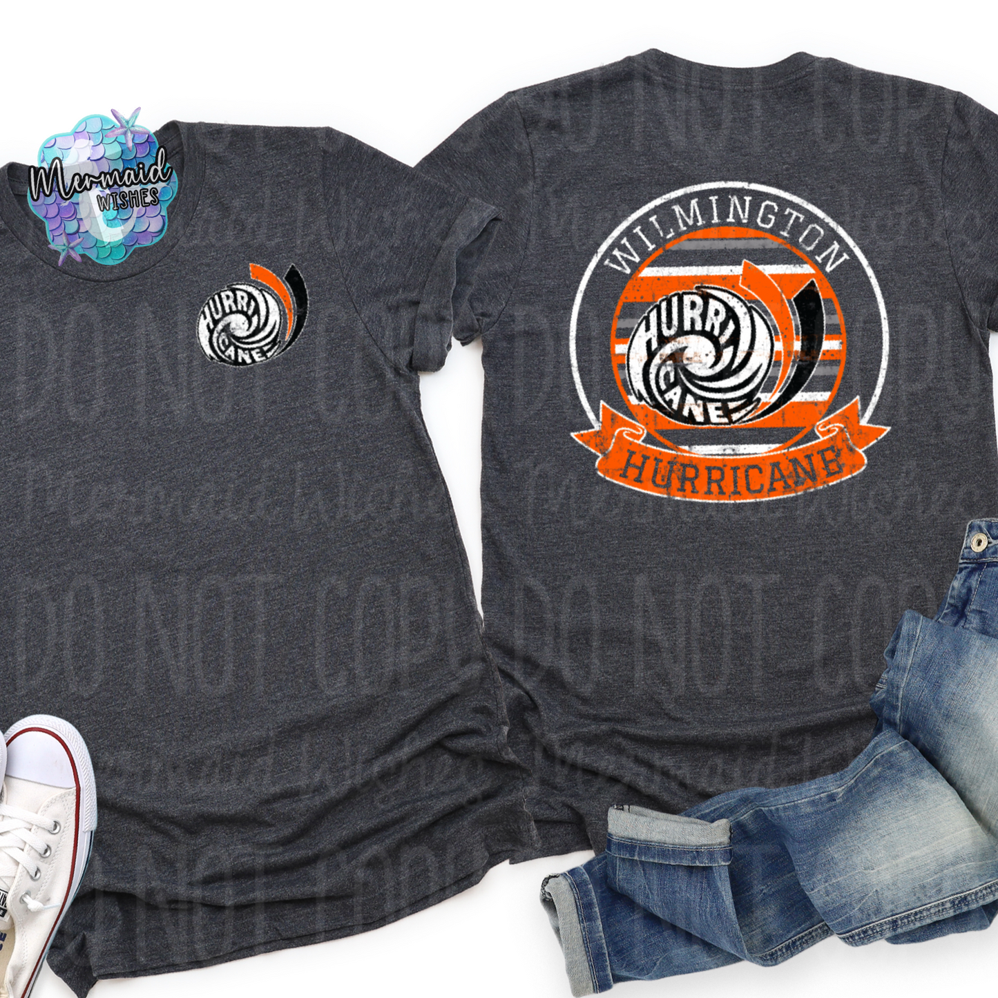 Wilmington Hurricane Distressed Striped Circle Mascot