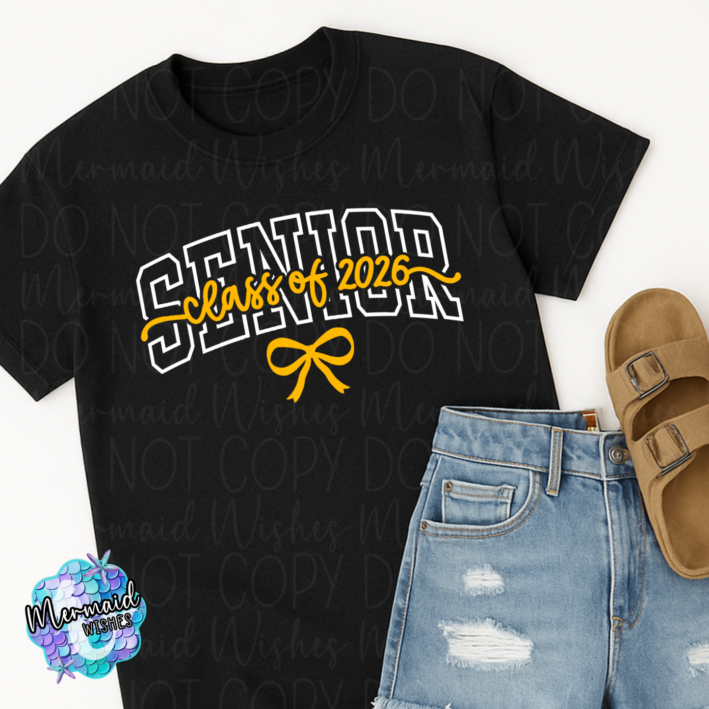 Senior Class of 2026 Bow (Yellow/Gold) (DTF)