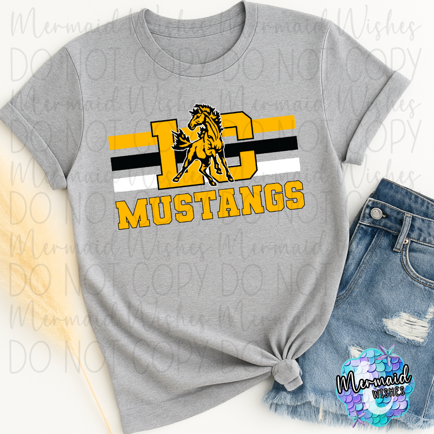 Bold Lynchburg-Clay Mustangs Stripes & Mascot (DTF)