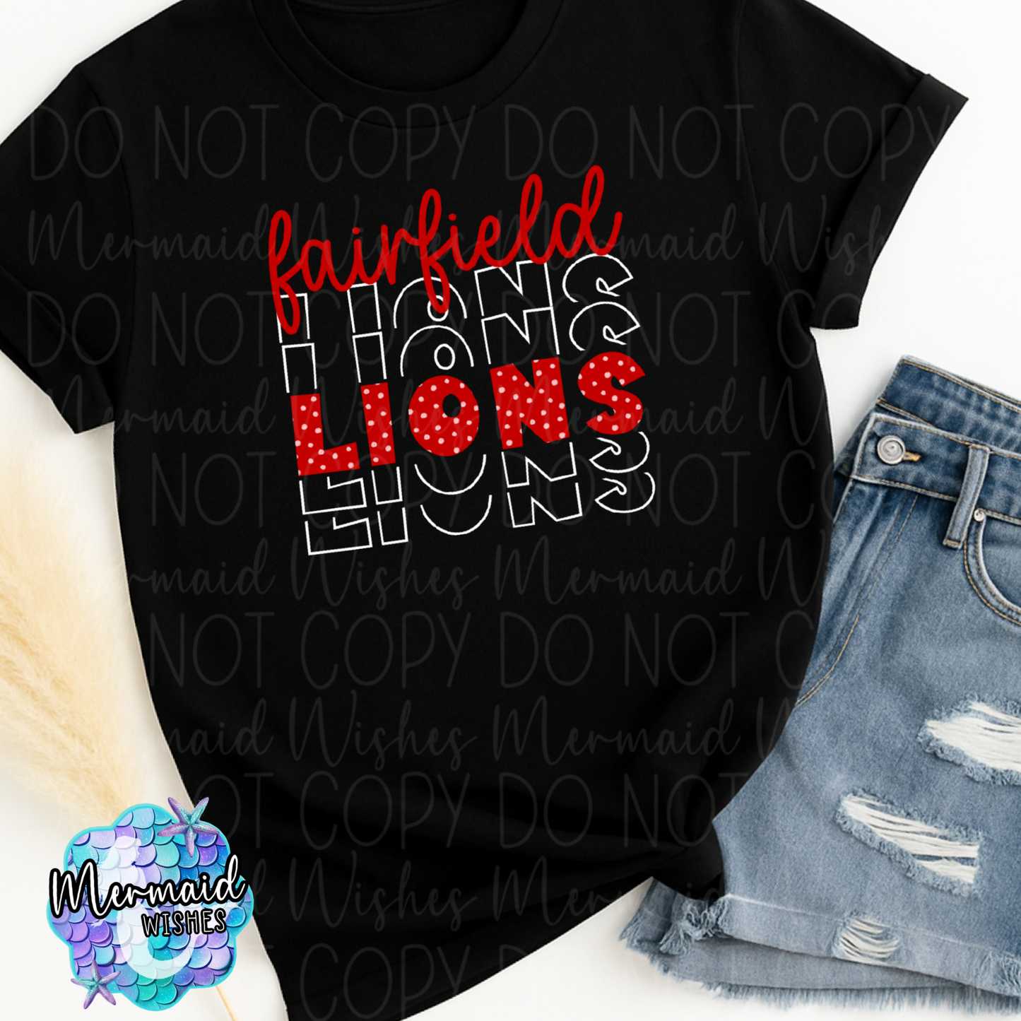 Fairfield Lions Polka Dots Stacked (DTF)