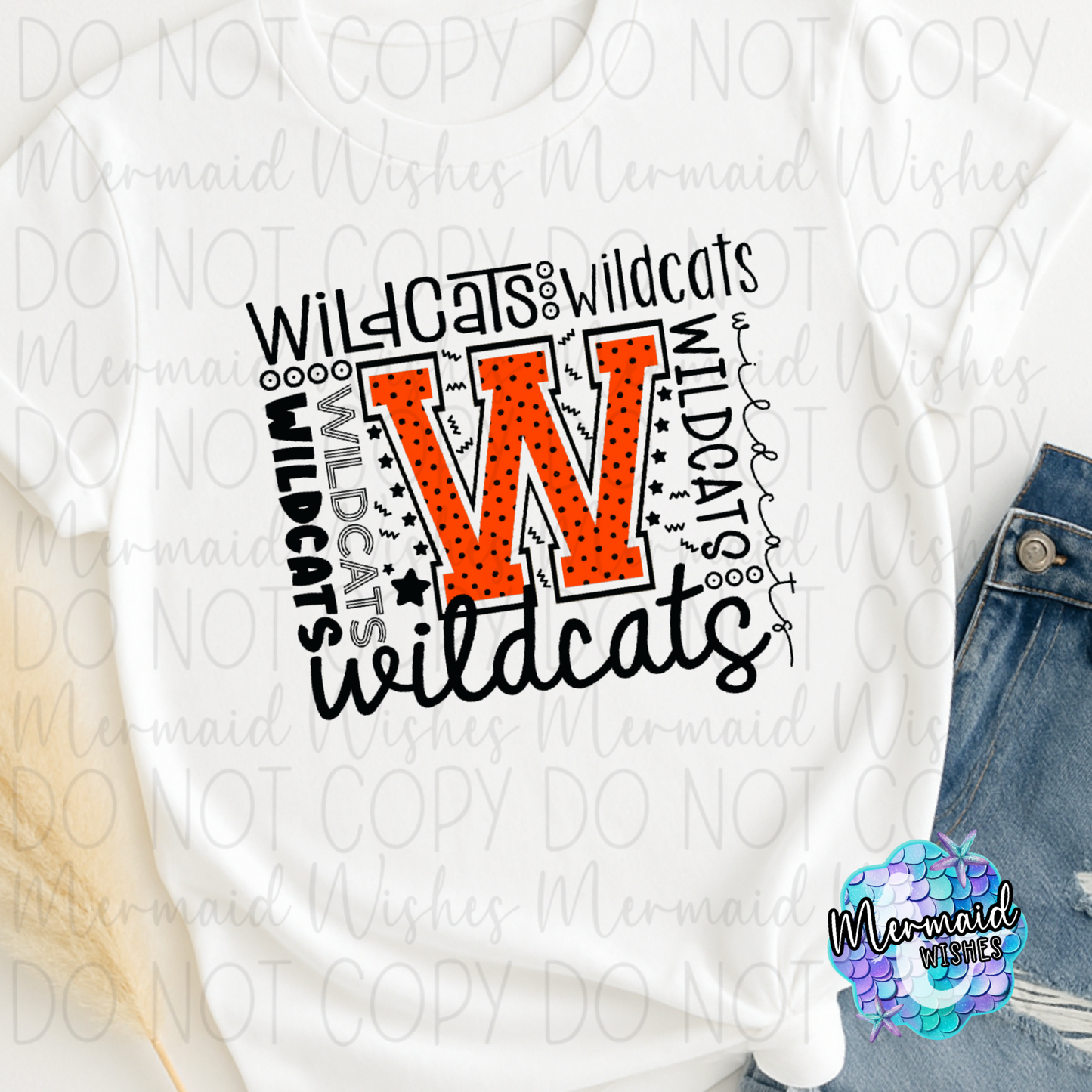 Whiteoak Wildcats Typography-White (DTF)