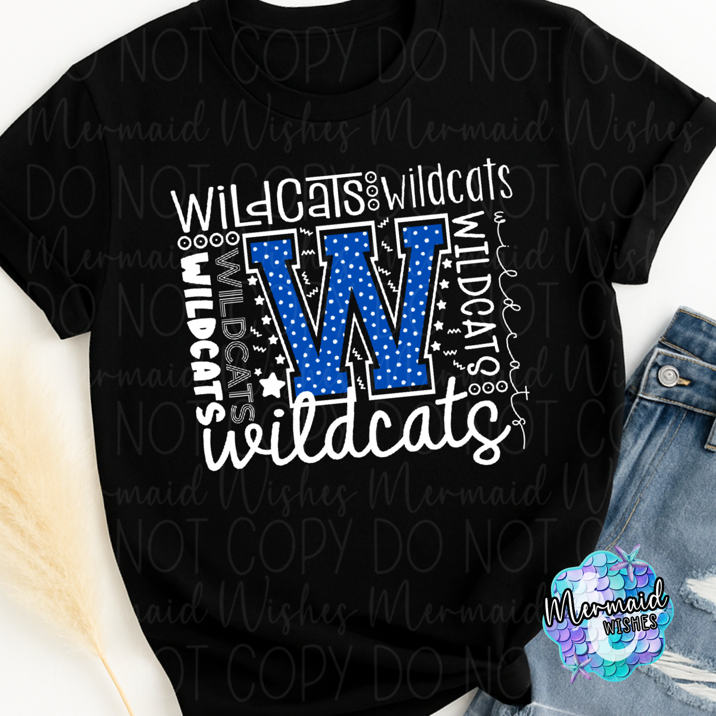 Williamsburg Wildcats Typography-Black (DTF)