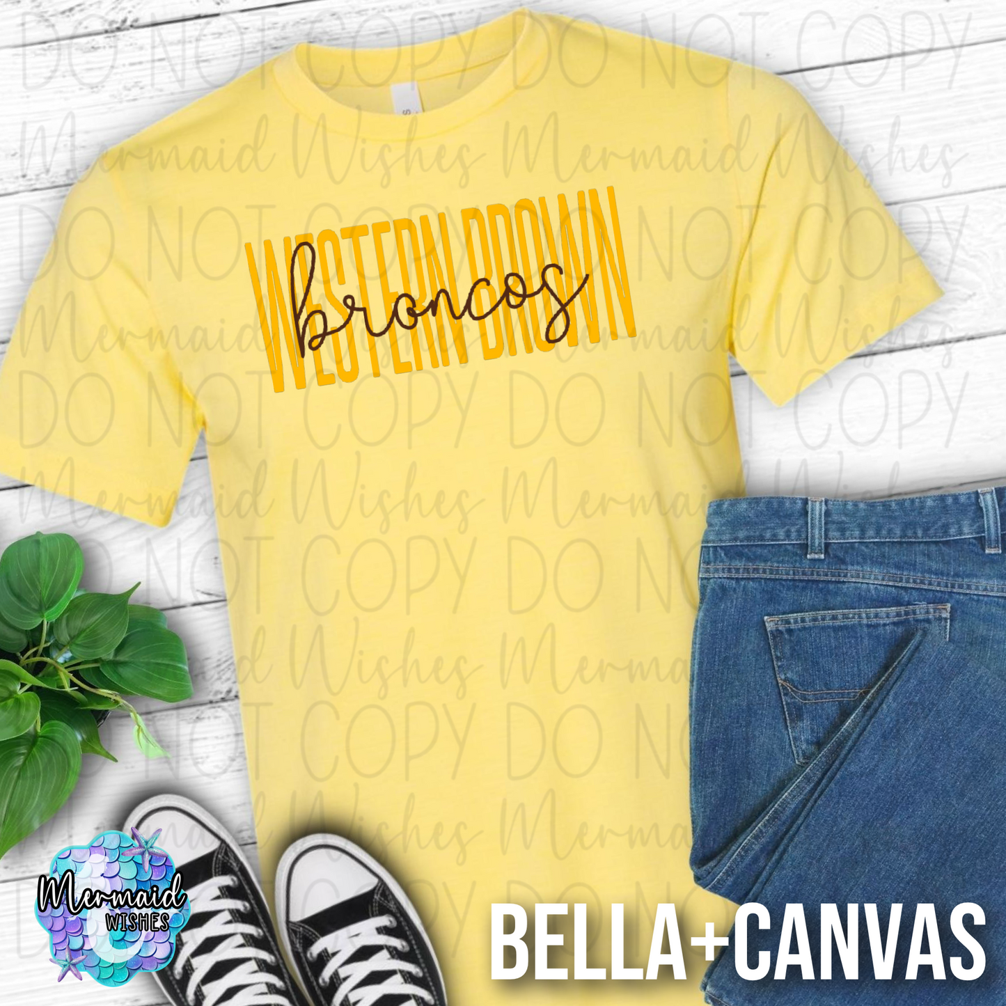 Western Brown Broncos Tall Script (DTF)