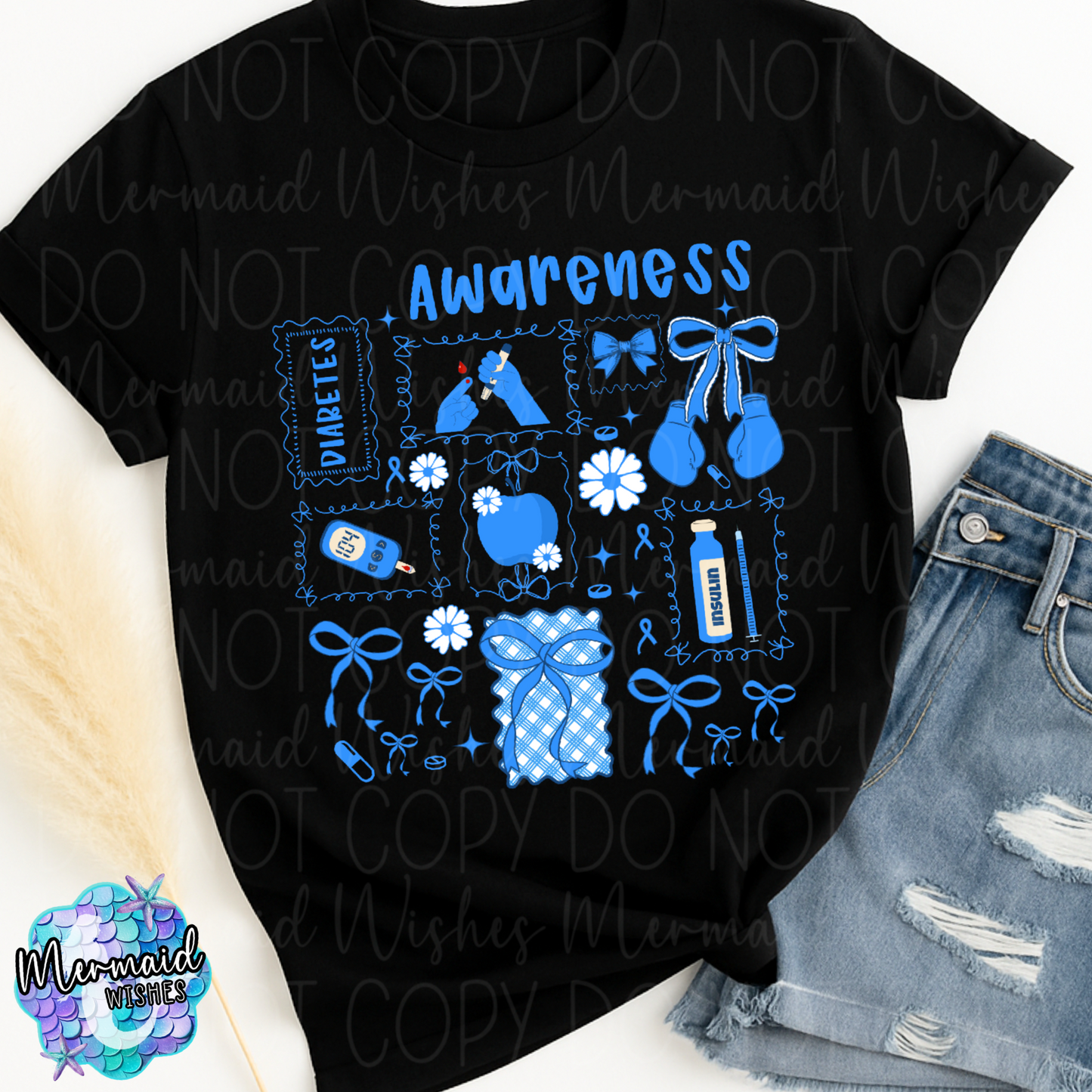 Diabetes Awareness Bows (DTF)