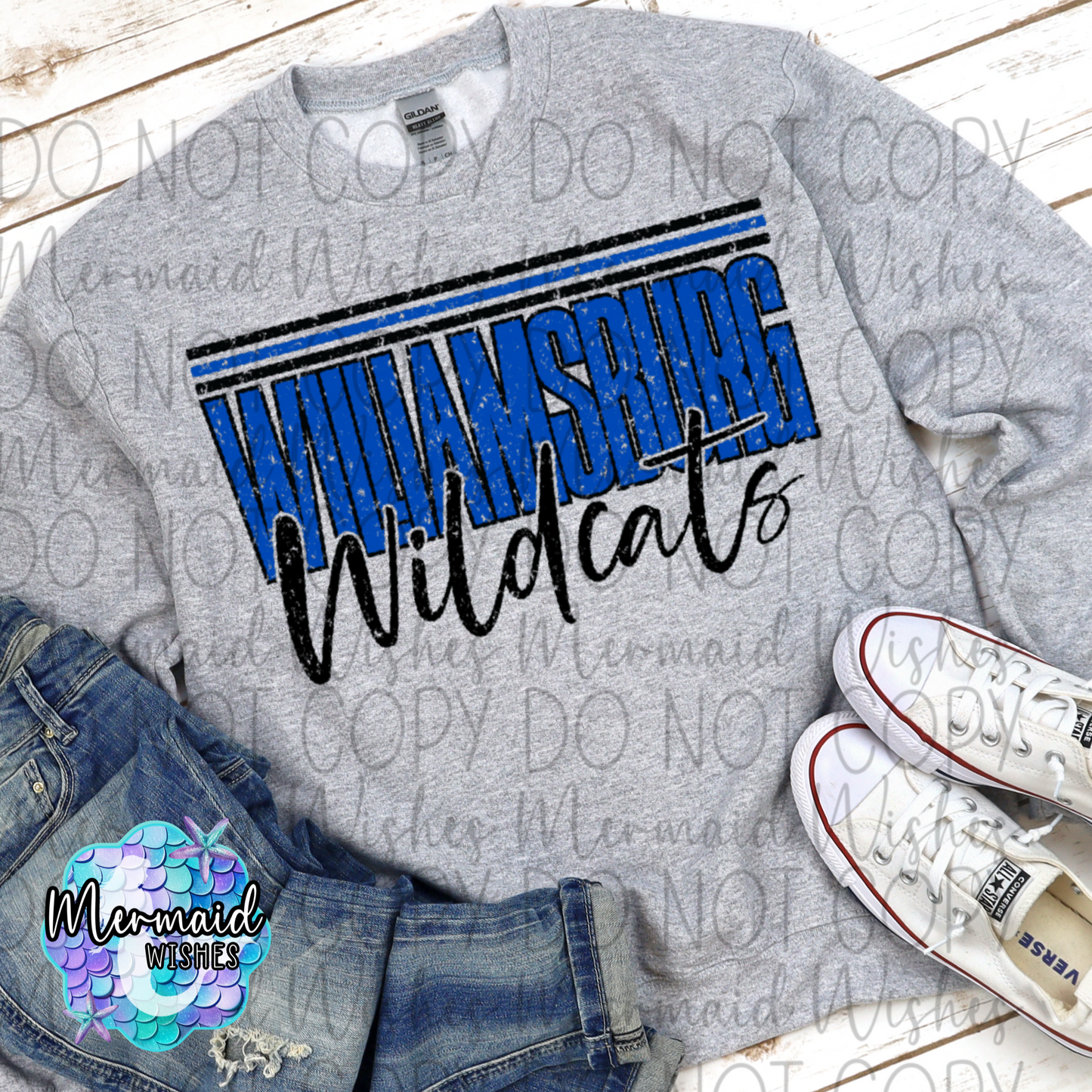 Distressed Stripes Williamsburg Wildcats