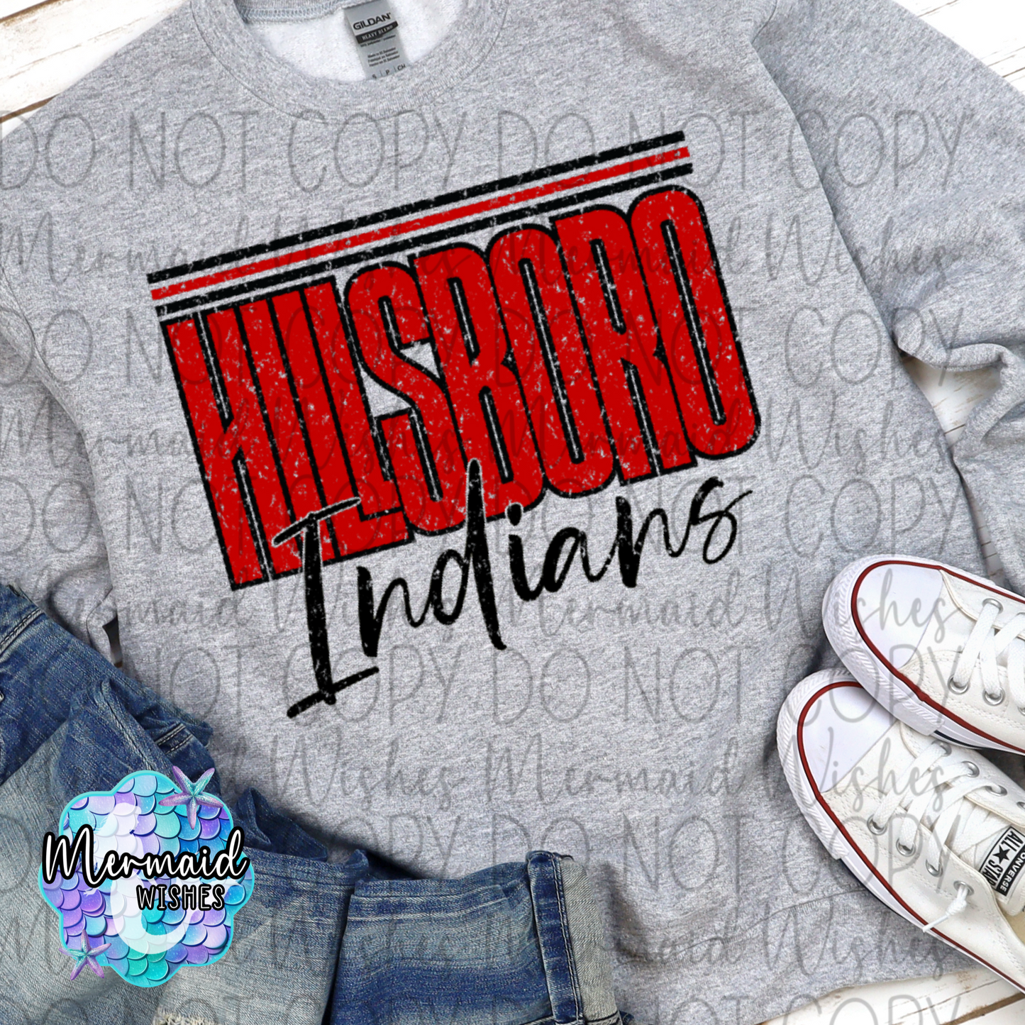 Distressed Stripes Hillsboro Indians
