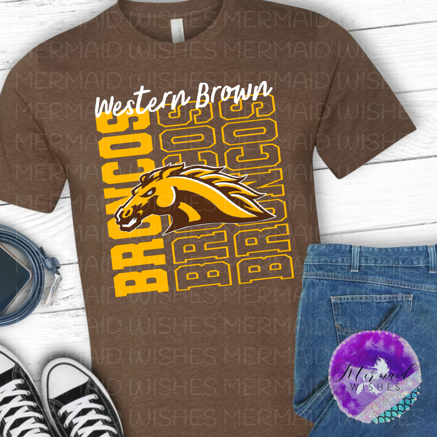Western Brown Broncos Stacked Vertical (DTF)