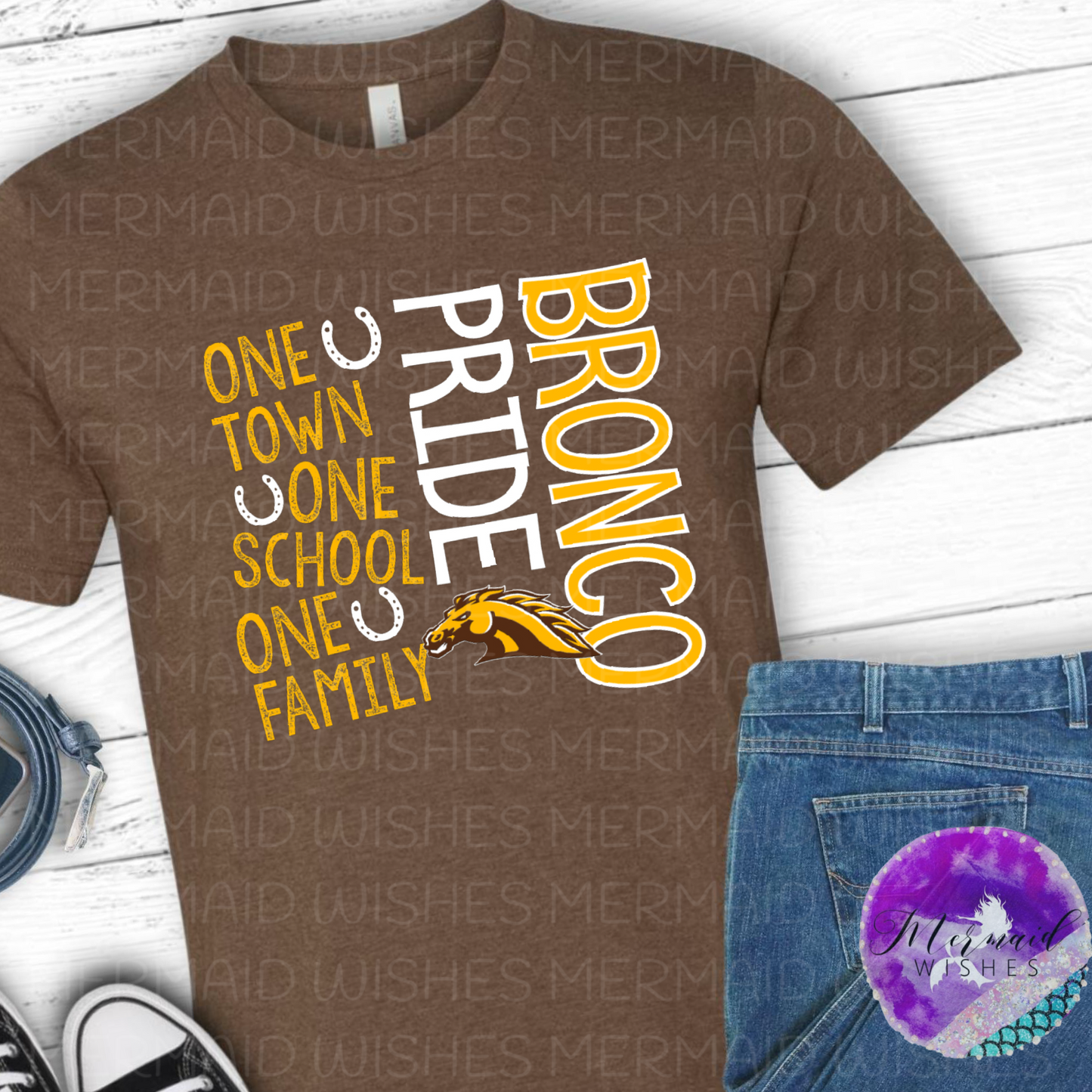 One Town One Family One School Western Brown Broncos (DTF)