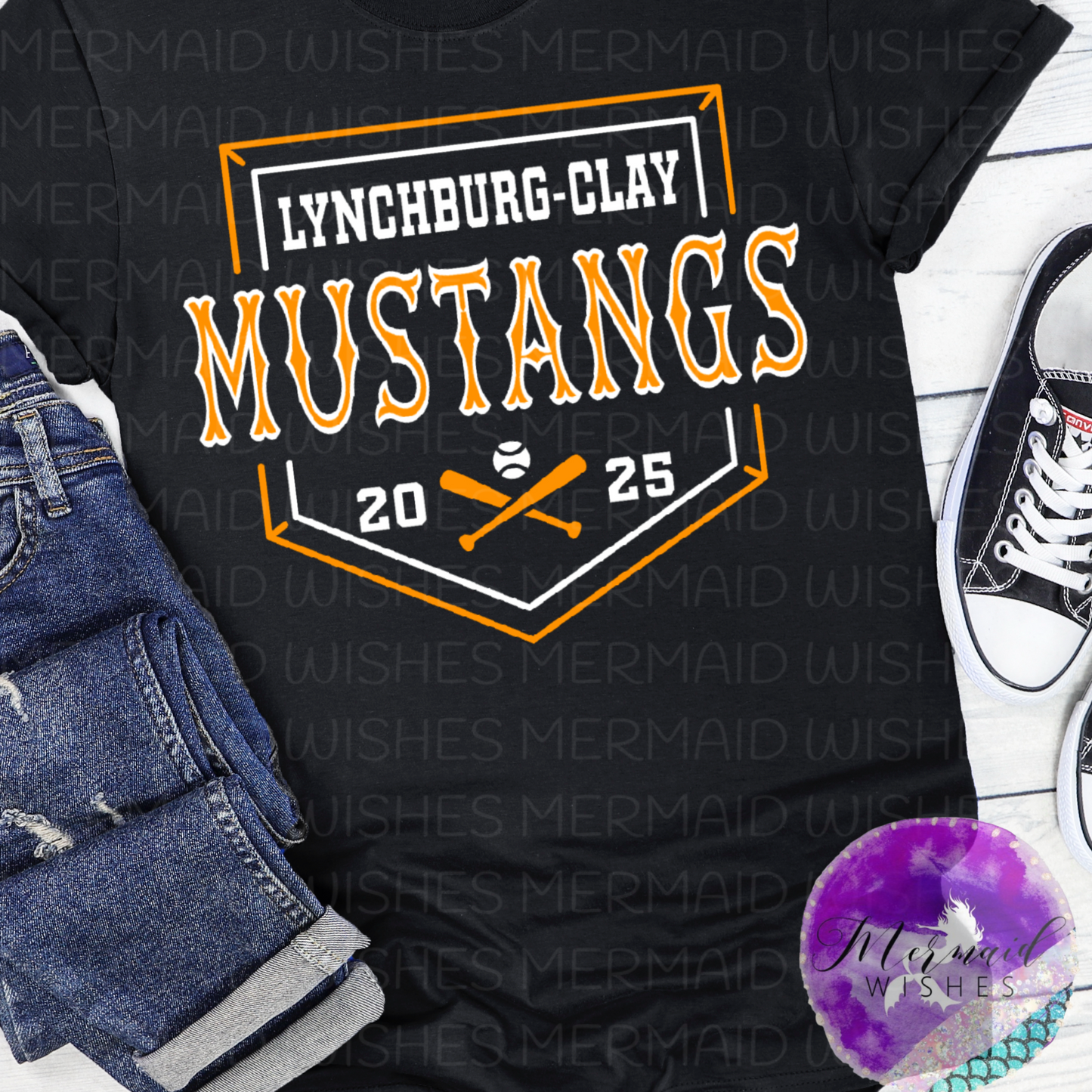 Lynchburg-Clay Mustangs Baseball Plate (DTF)
