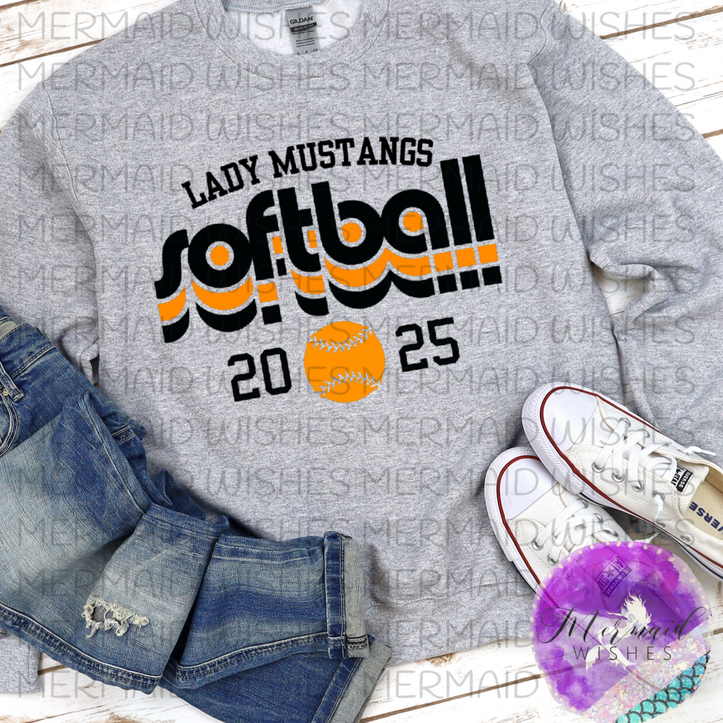 Lynchburg-Clay Lady Mustangs Softball Retro (DTF)