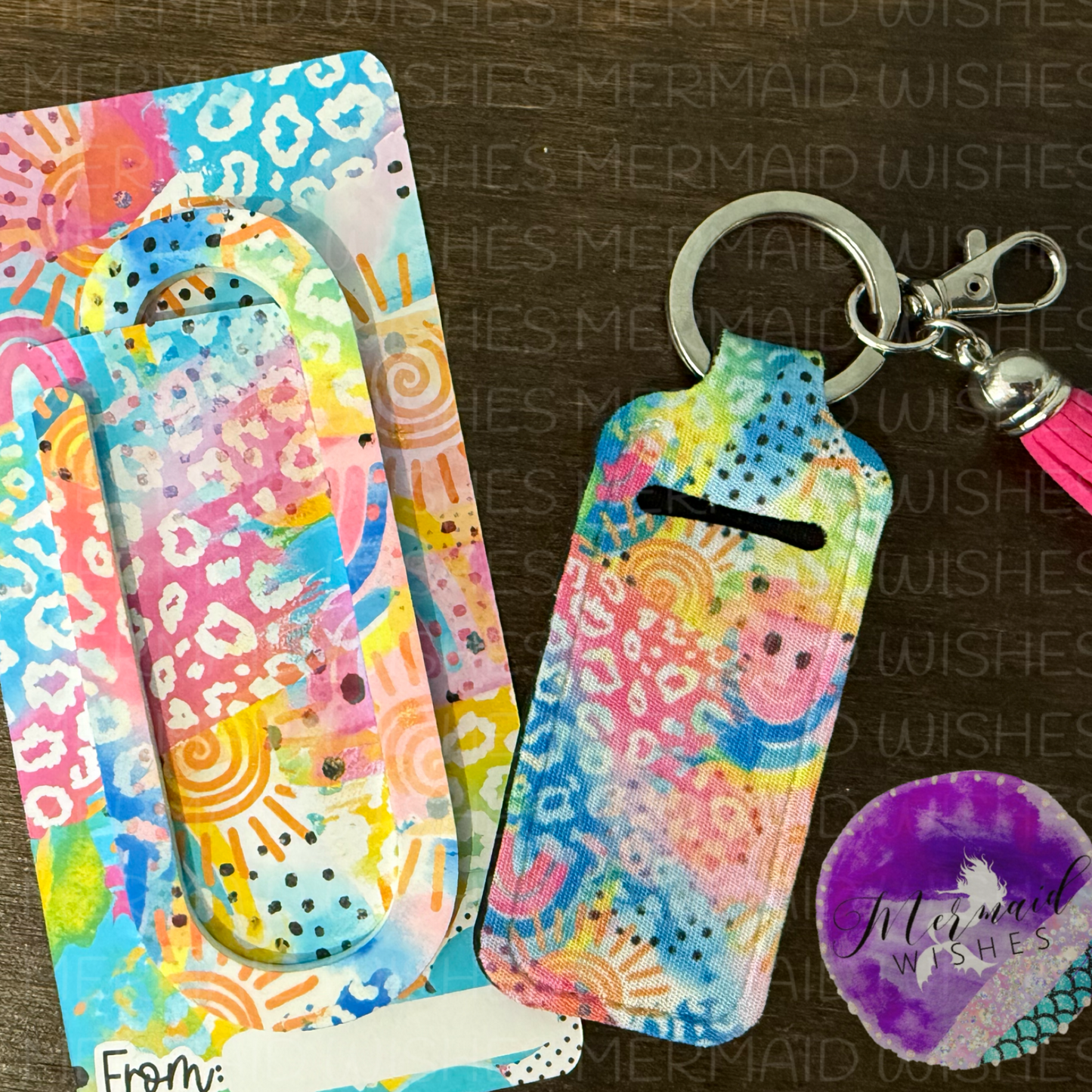 Rainbow TieDye (lip balm holder & paper clip bookmark)