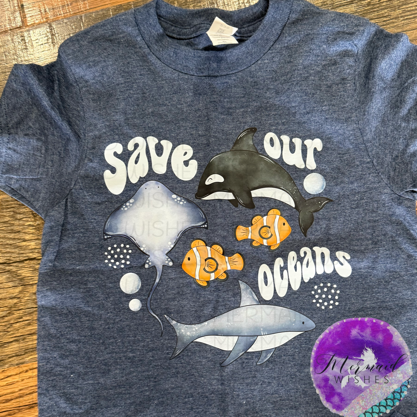 (Youth Small-TShirt) Save Our Oceans -Navy Blue (DTF-RTS)