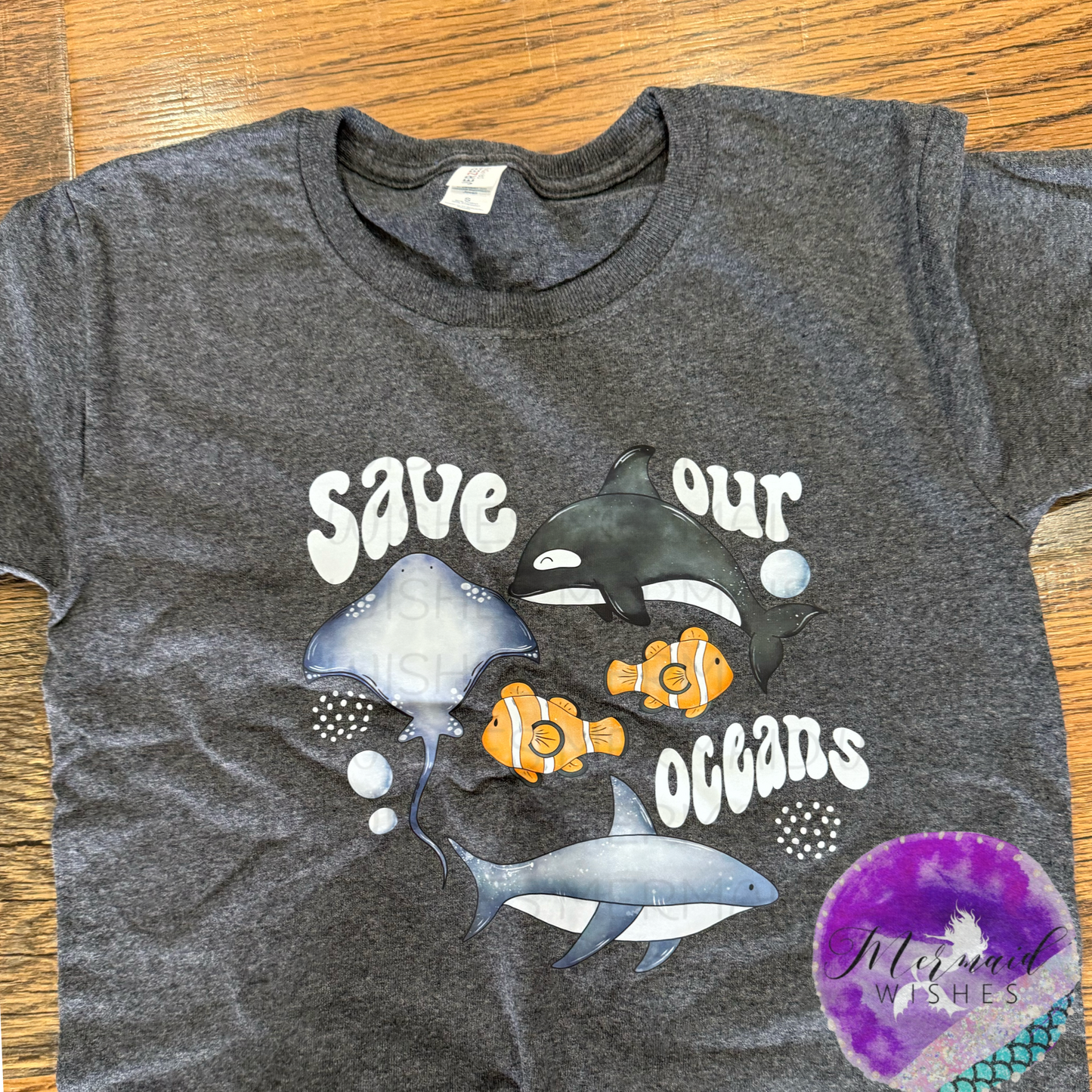 (Youth Small-TShirt) Save Our Oceans -Charcoal (DTF-RTS)