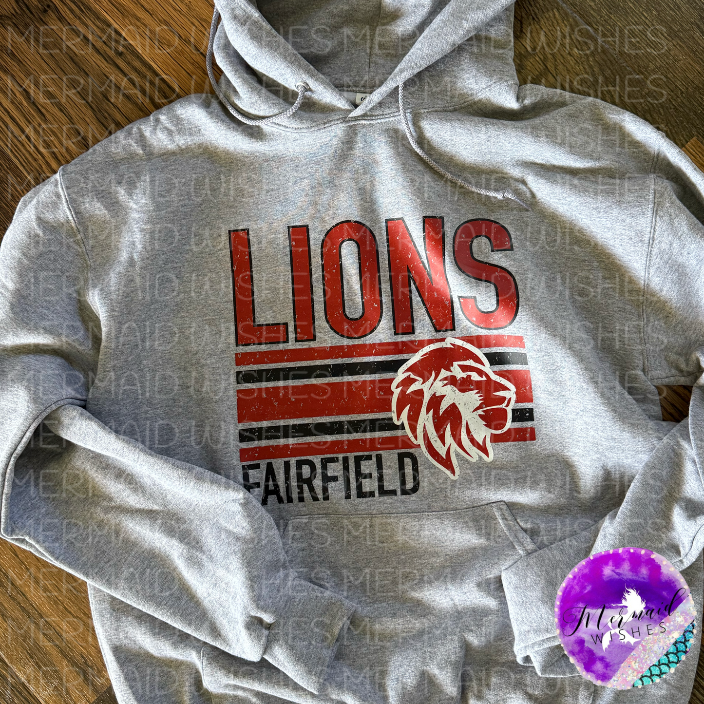 (Medium-Hoodie) Fairfield Lions Distressed Stripes (DTF-RTS)