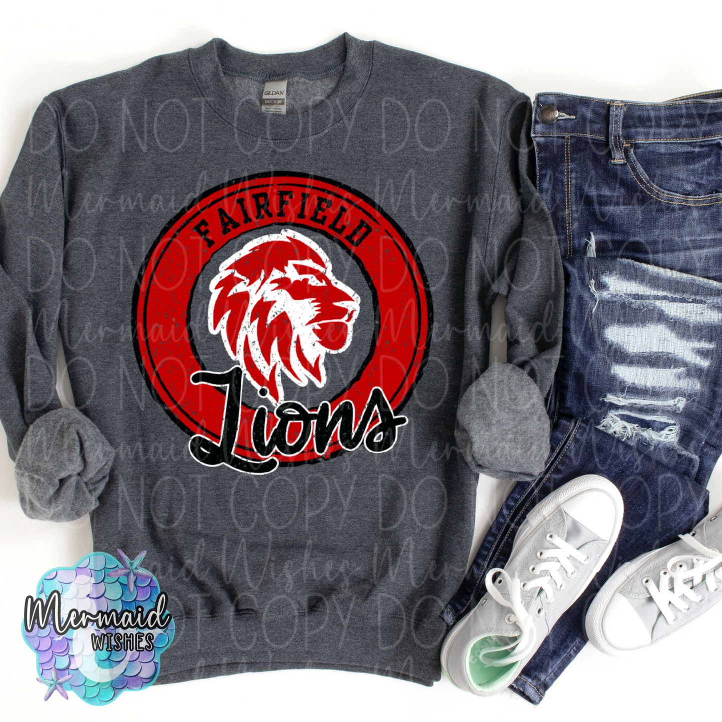 Fairfield Lions Distressed Circle Logo
