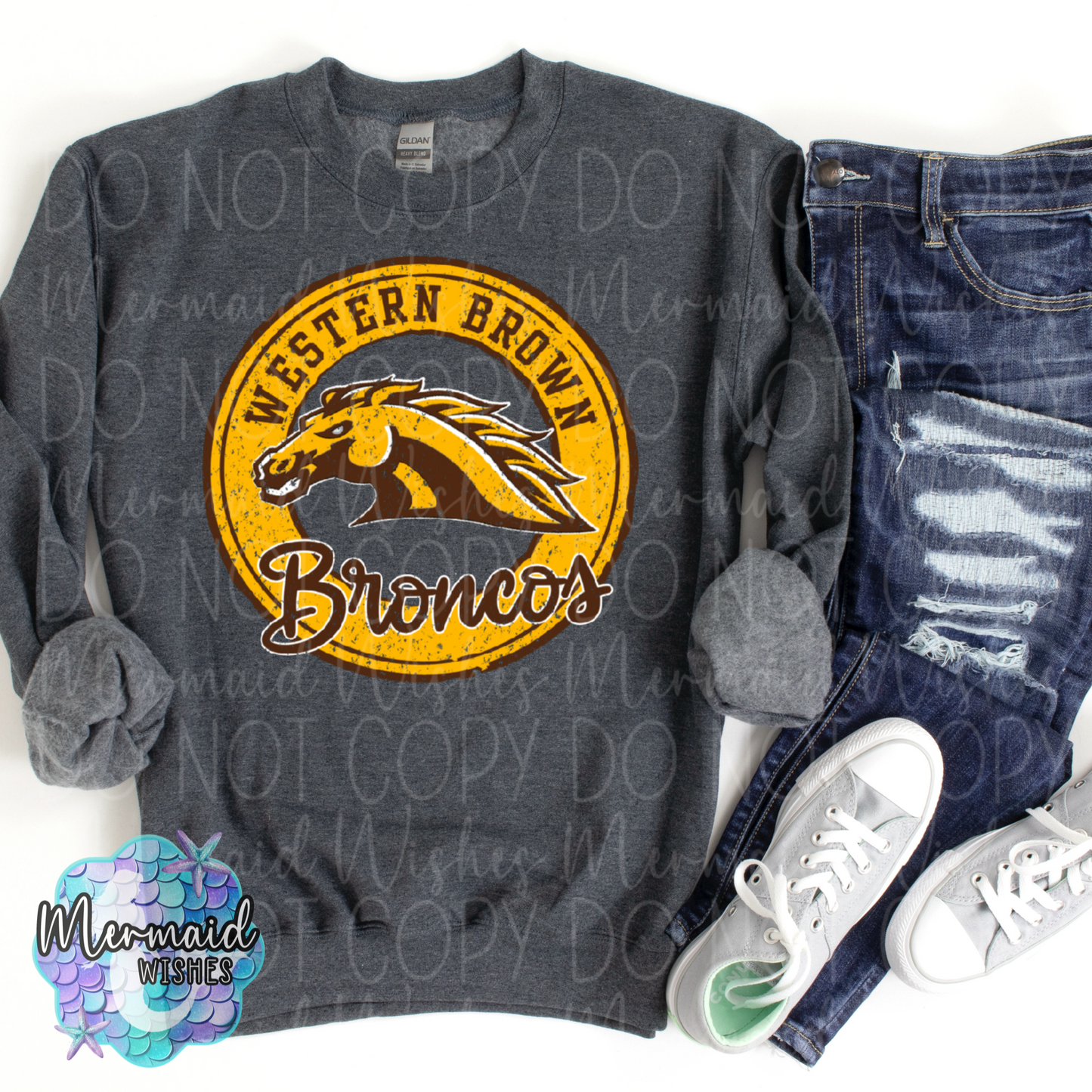 WB Broncos Distressed Circle Logo