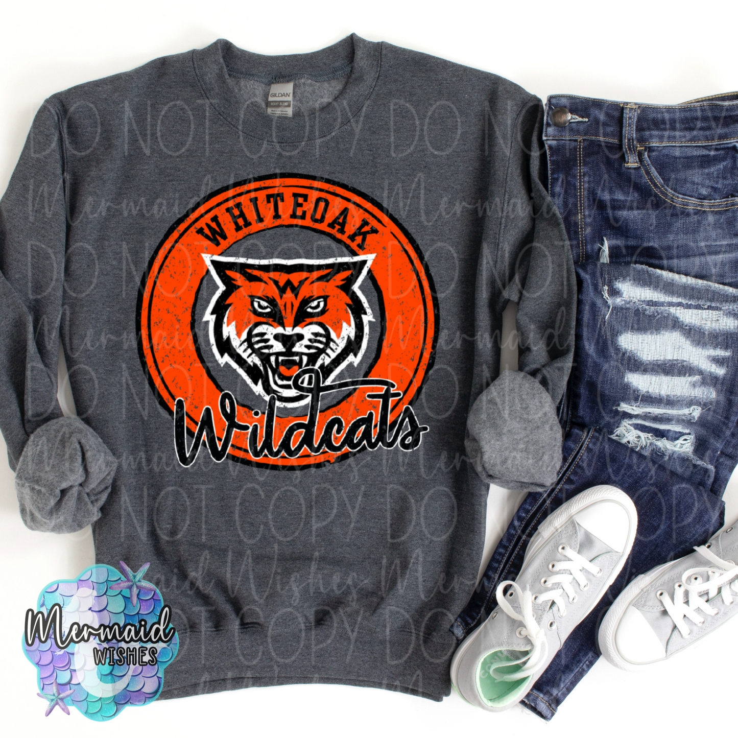 Whiteoak Wildcats Distressed Circle Logo