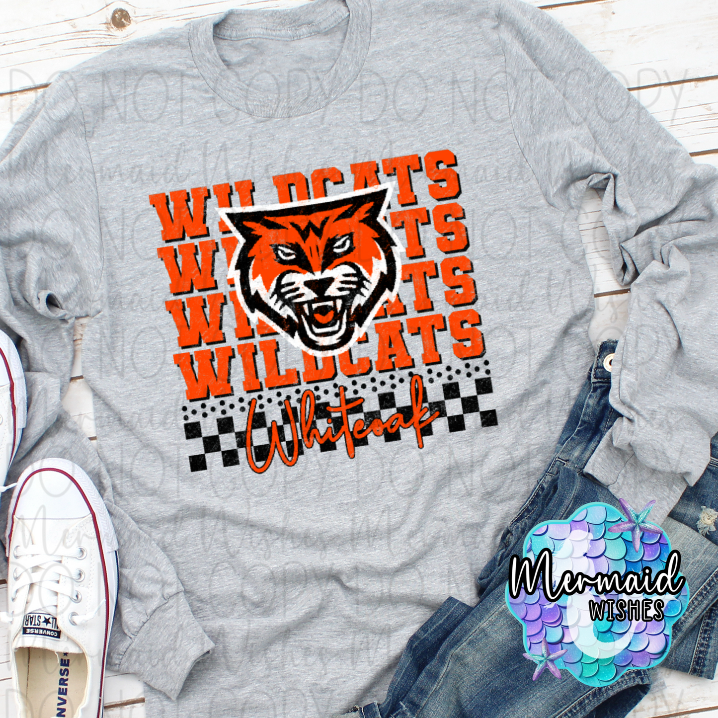 Whiteoak Wildcats Stacked Logo Checkered