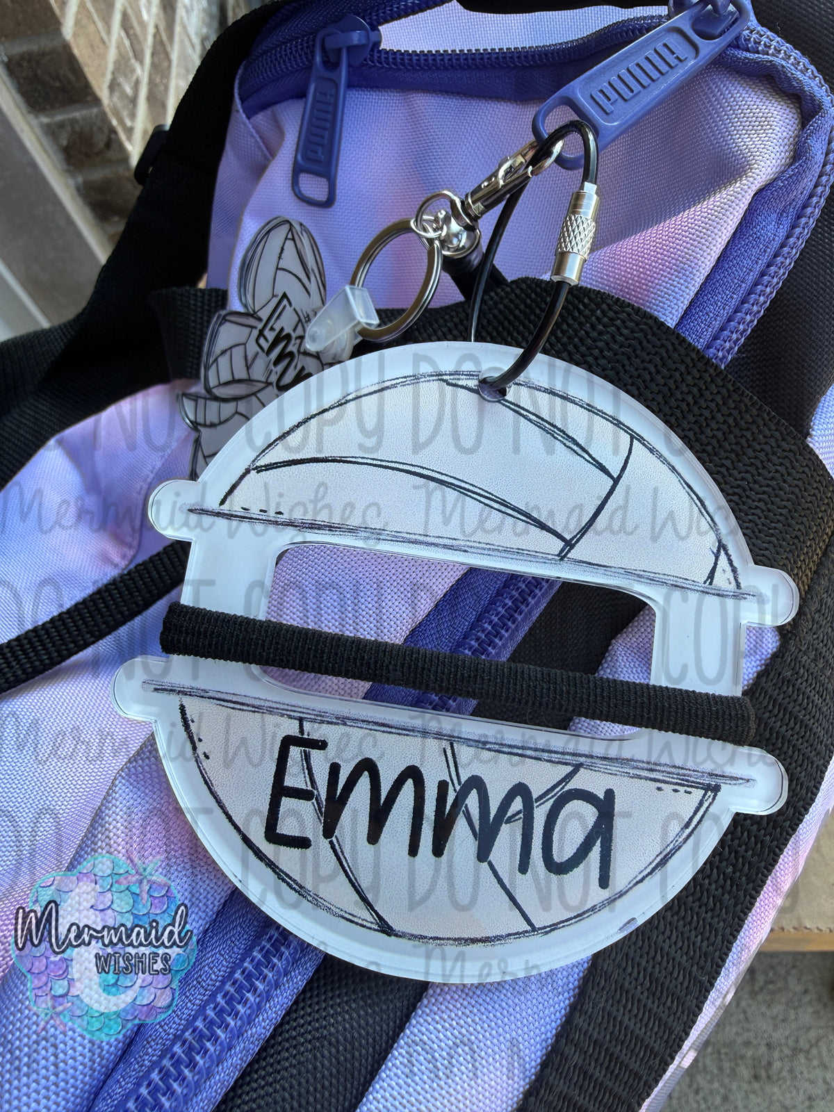 Volleyball Hair Tie Bag Tag Personalized