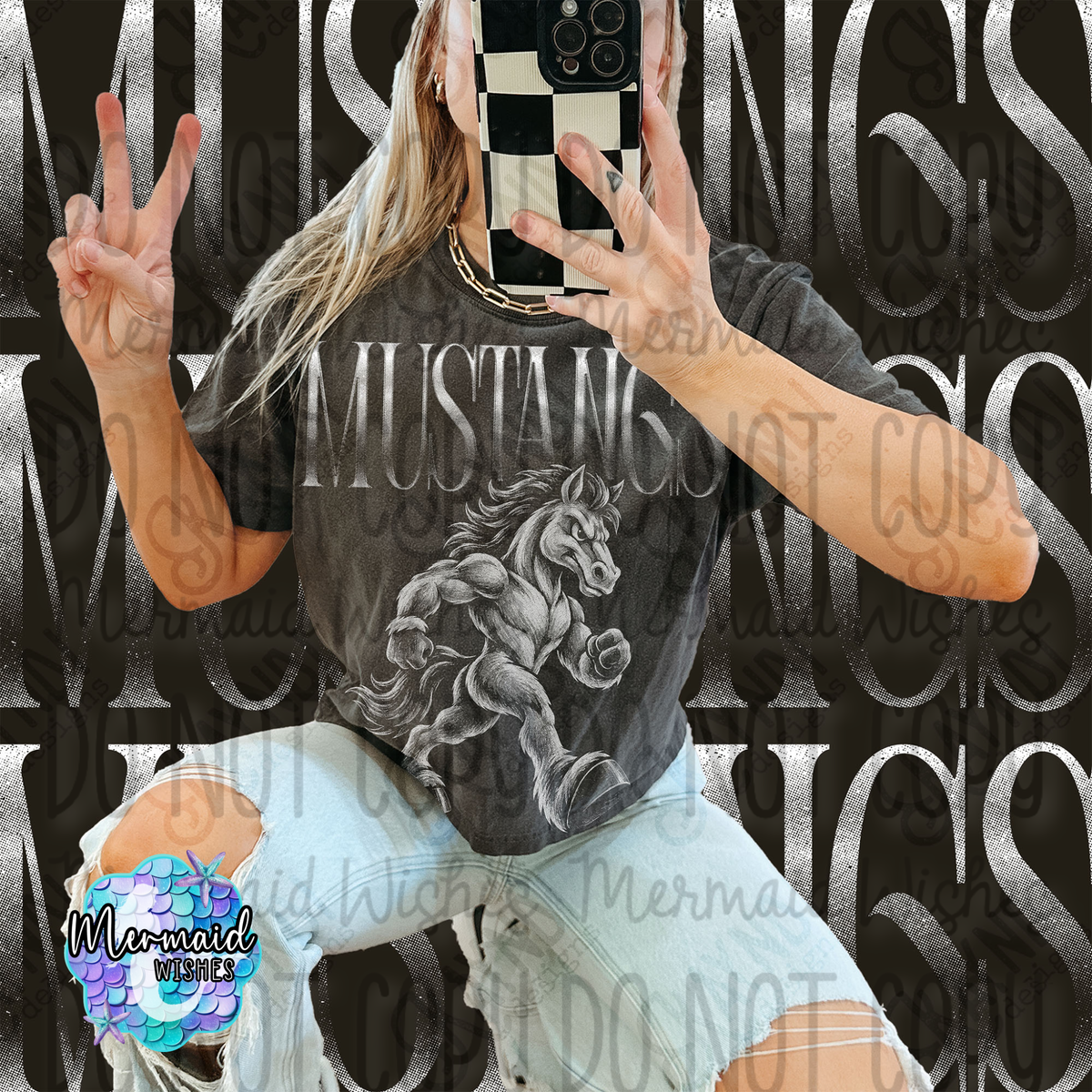 MUSTANGS HALFTONE- (CC-TShirt)