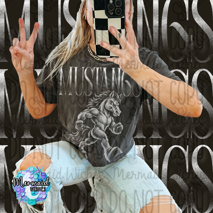 MUSTANGS HALFTONE- (CC-TShirt)
