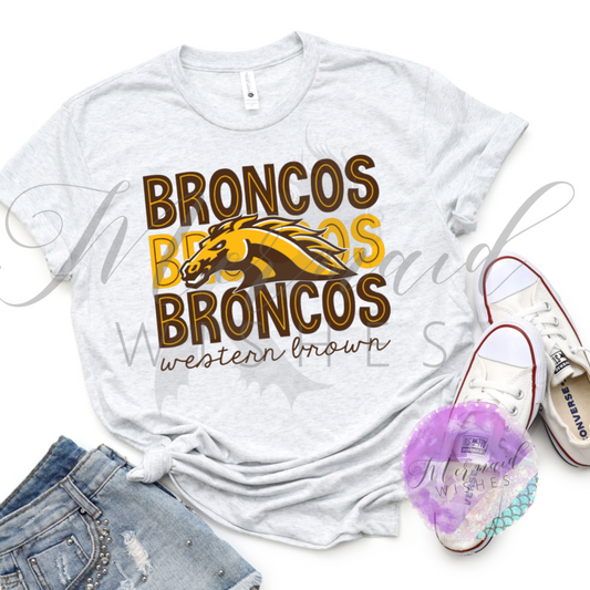 Western Brown Broncos Doodle (DTF)