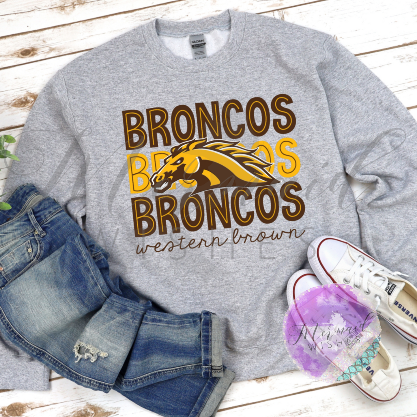 Western Brown Broncos Doodle (DTF)