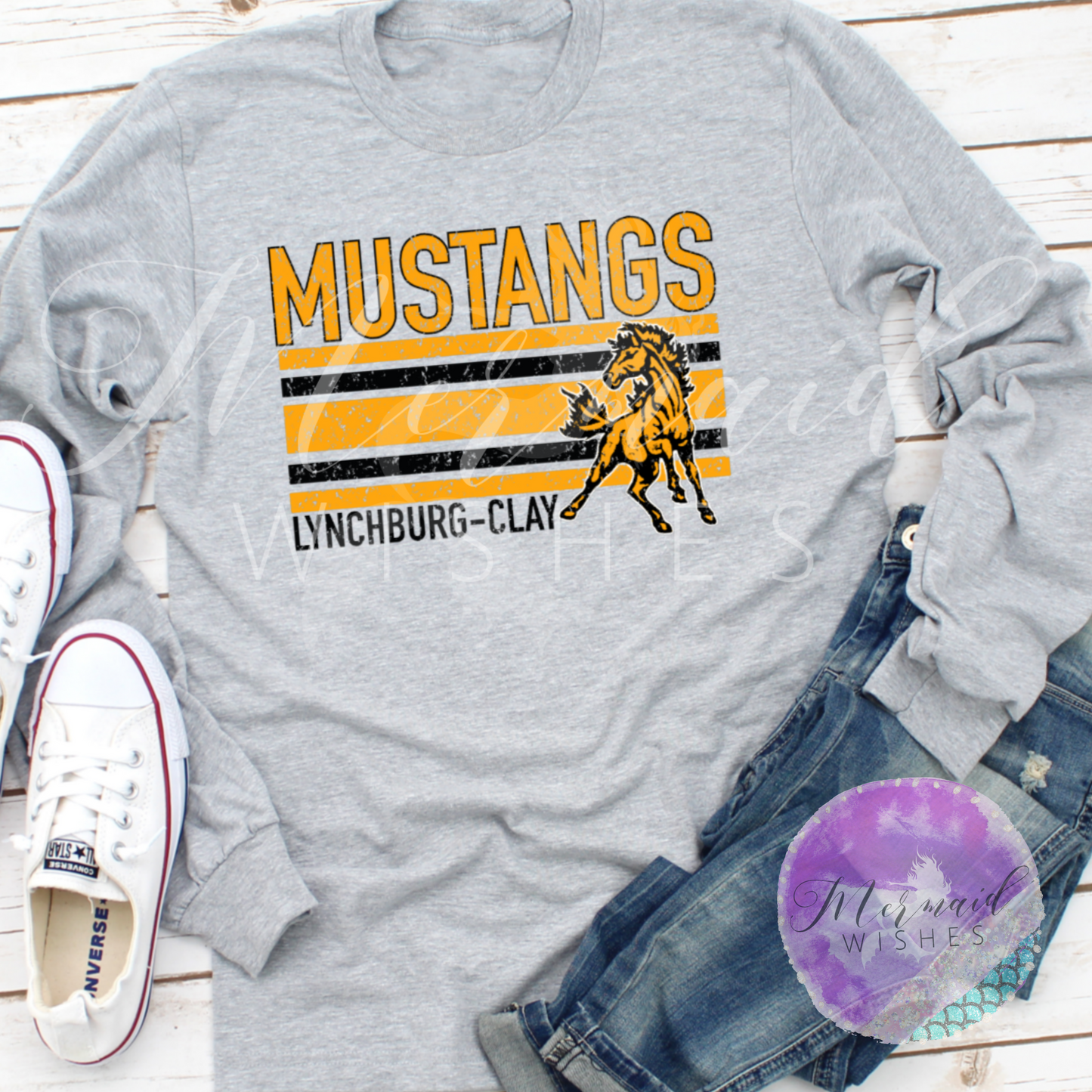 LC Mustangs Distressed Stripes (DTF)