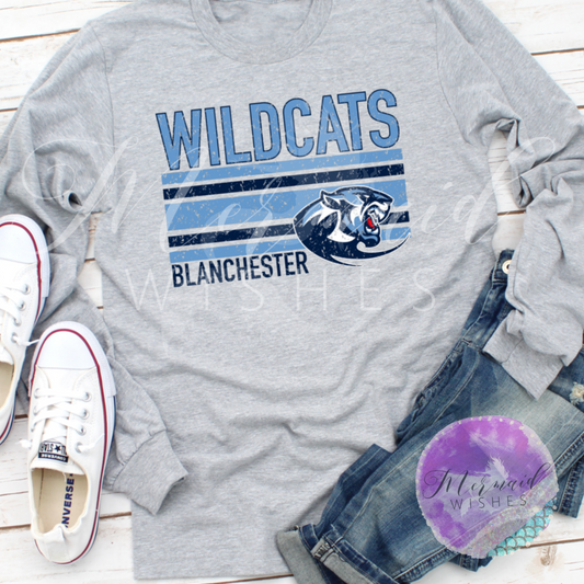 Blanchester Wildcats Distressed Stripes (DTF)