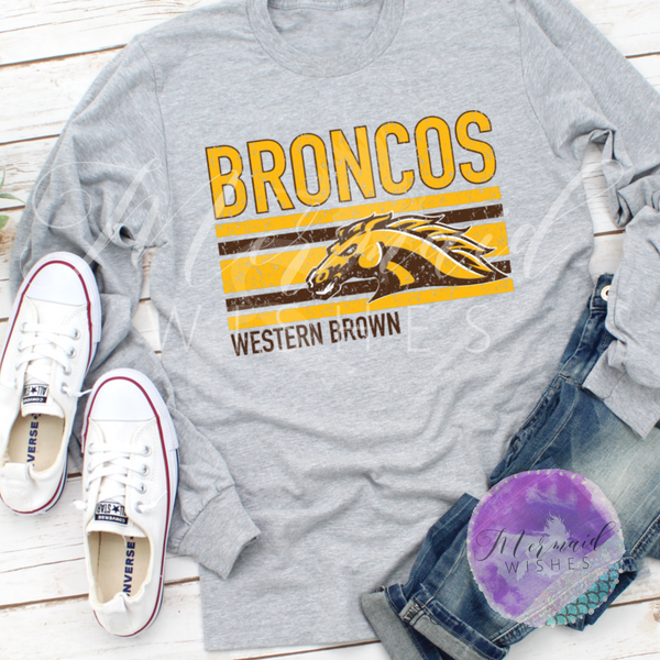 Western Brown Broncos Distressed Stripes (DTF)