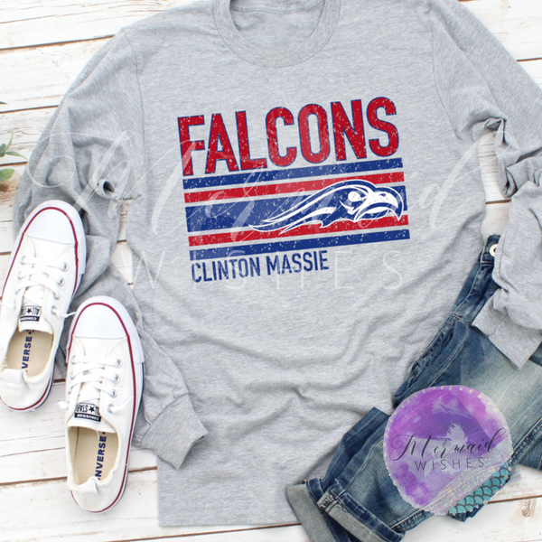 Clinton Massie Falcons Distressed Stripes (DTF)