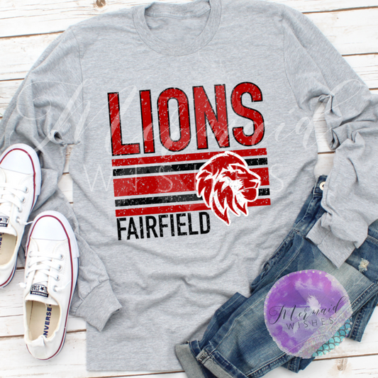 Fairfield Lions Distressed Stripes (DTF)