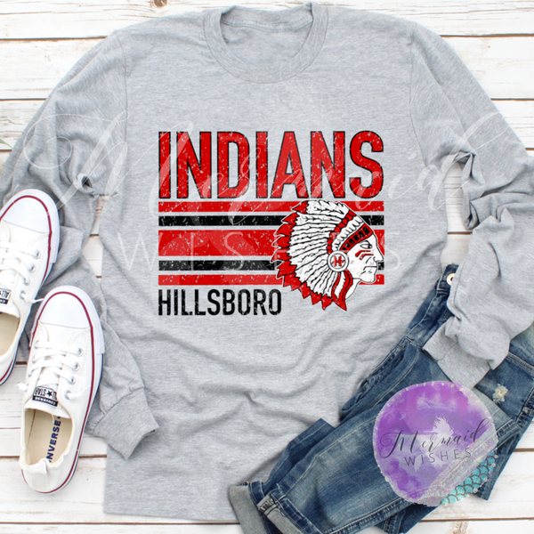 Hillsboro Indians Distressed Stripes (DTF)