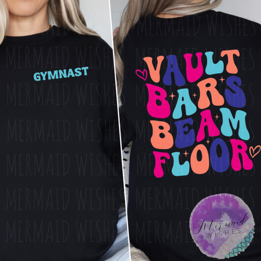 Gymnast- Vault, Bars, Beam & Floor •Bold Colors• (DTF)