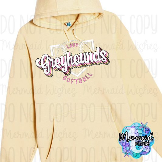 Lady Greyhounds Softball Pastel Retro