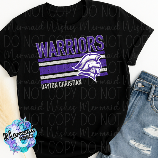 Dayton Christian Warriors Distressed Stripes (DTF)