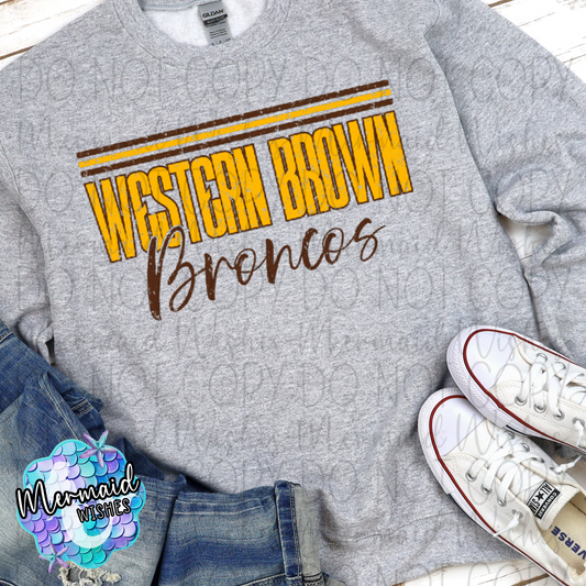 Distressed Stripes Western Brown Broncos