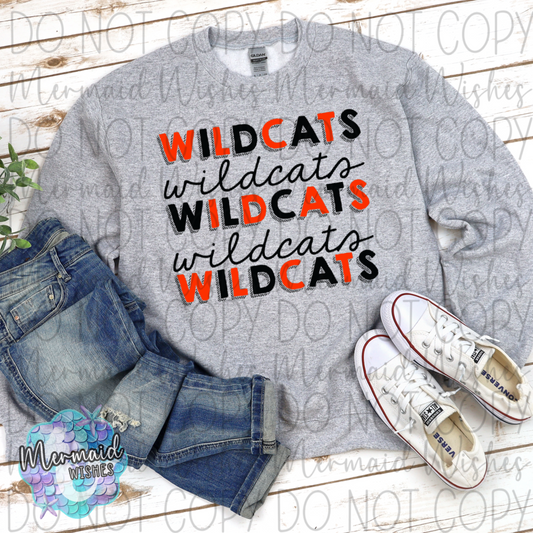 Whiteoak Wildcats Stacked Doodle (DTF)