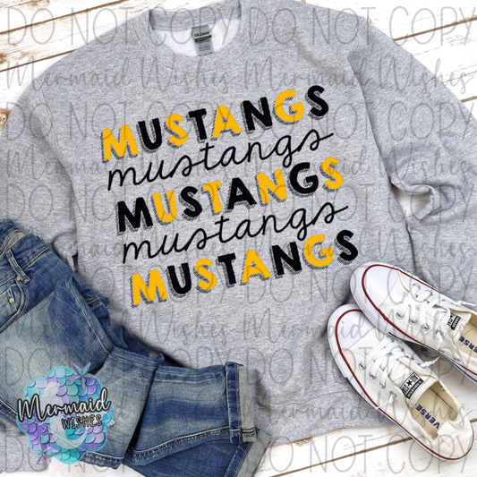 Mustangs Stacked Doodle (DTF)