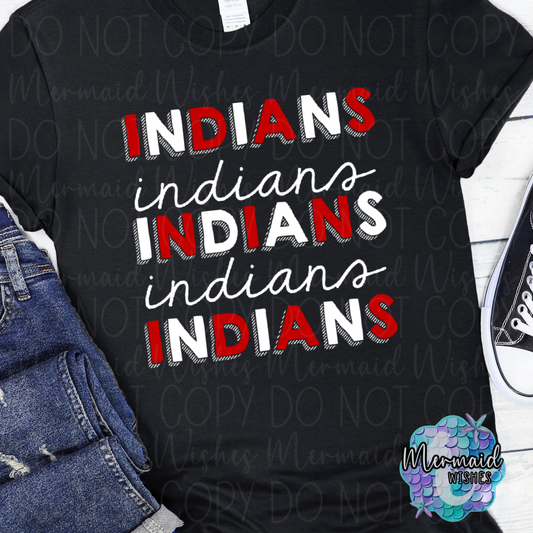 Indians Stacked Doodle (DTF)